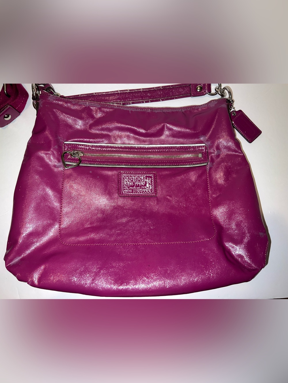 Vintage Y2K Rare Coach Poppy Daisy Liquid Gloss Hobo Bag Berry - Picture 6 of 12